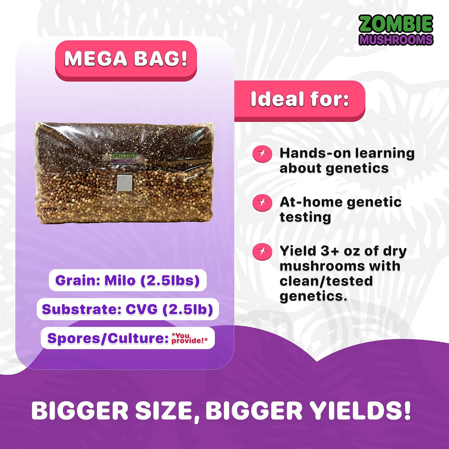 All‑in‑One Mushroom Grow Bag Kit – Sterilized Grain & CVG Substrate with Self‑Healing Injection Port –