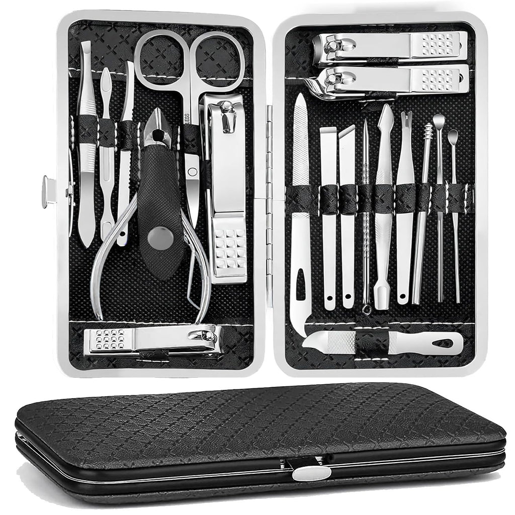 Manicure Pedicure Kit, Nail Clipper Tools Set Exra Thick Personal Care Women’s Grooming Kit Christmas Gifts for Men