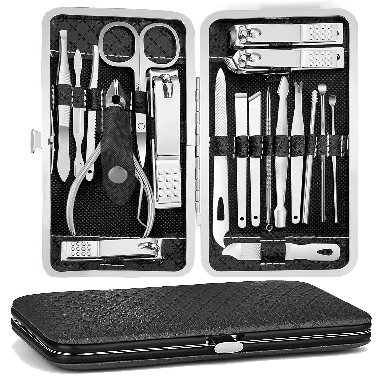 Manicure Pedicure Kit, Nail Clipper Tools Set Exra Thick Personal Care Women’s Grooming Kit Christmas Gifts for Men