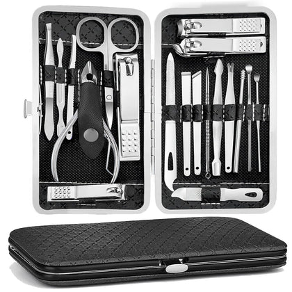 Manicure Pedicure Kit, Nail Clipper Tools Set Exra Thick Personal Care Women’s Grooming Kit Christmas Gifts for Men