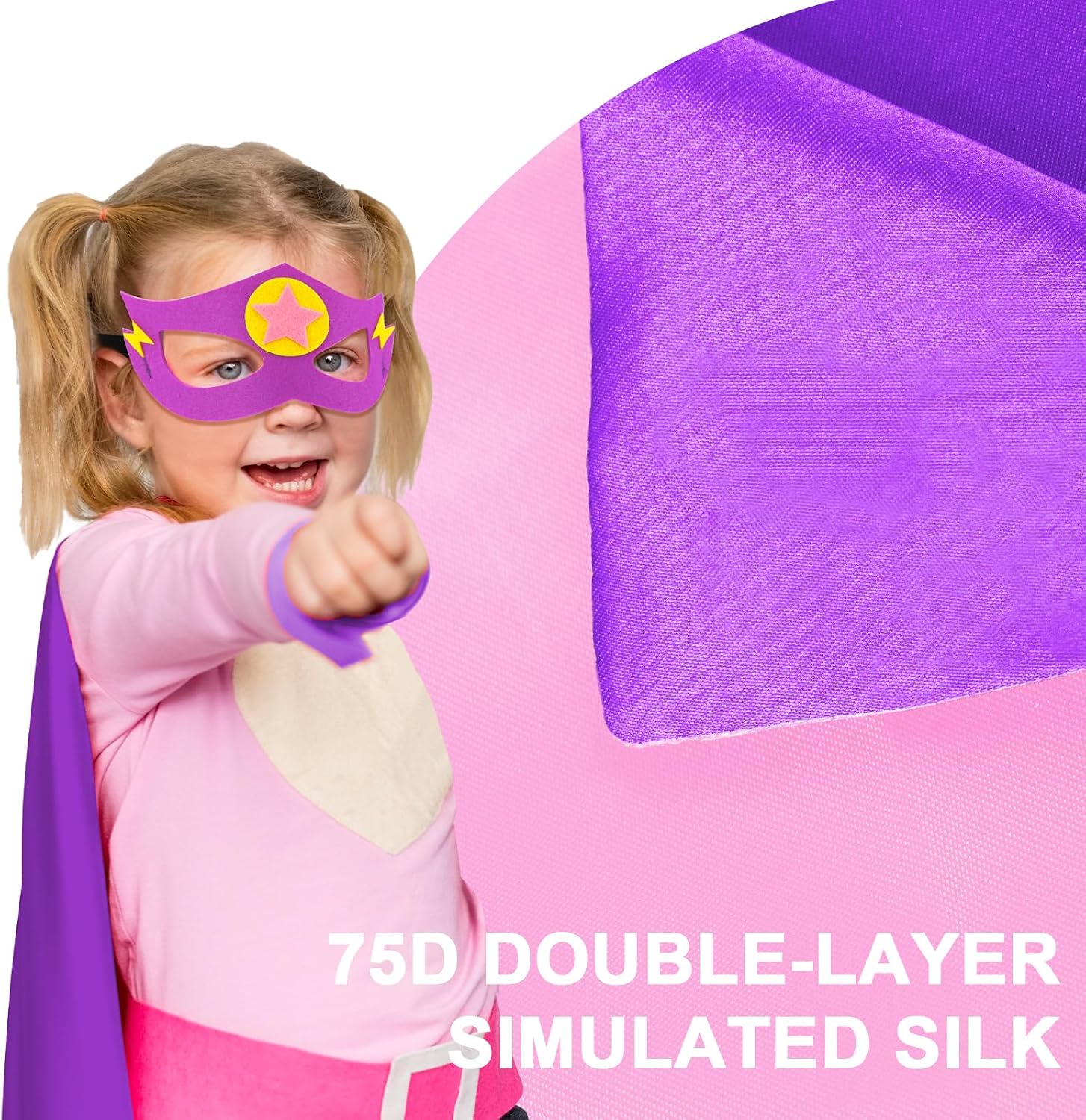 Kids-Superhero-Cape and Mask for Boys-Girls Super-Hero-Costumes | Superhero Cape Mask Bracelet & DIY Felt Stars for
