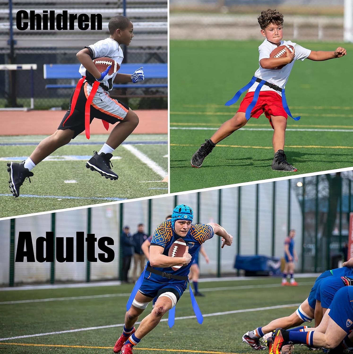 Flag Football Belts for Kids&Adult 6/10/14 Adjustable Flag Football Set 14 Player With 42 Flags For Flag Football