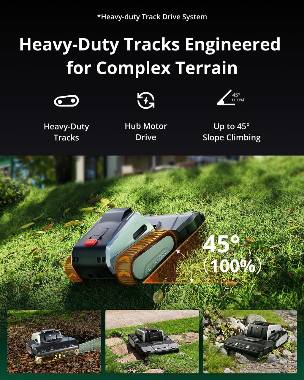 One Plus Robot Lawn Mower, Wire-Free RTK+Vision Navigation, 1.73 Acres Daily Coverage, 100% Slope (45°) Climbing