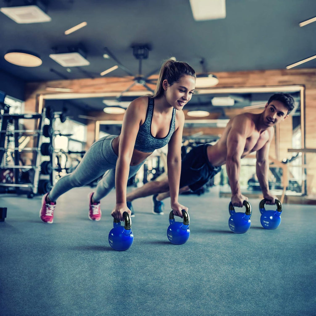 Kettlebell, Vinyl Coated Kettlebell Cast Iron Sets with Stable Flat Bottom for Full Body Workout, Push up, Grip