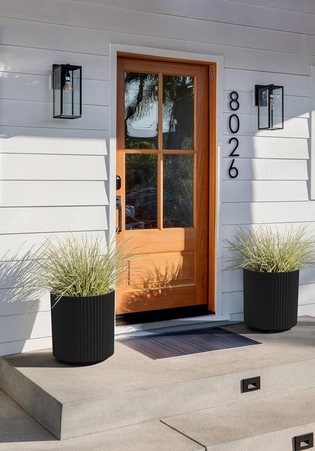 Round Demi Planter Pots for Indoor/Outdoor Garden Use, Made from Plastic-Concrete Mix with Drainage Holes, Perfect