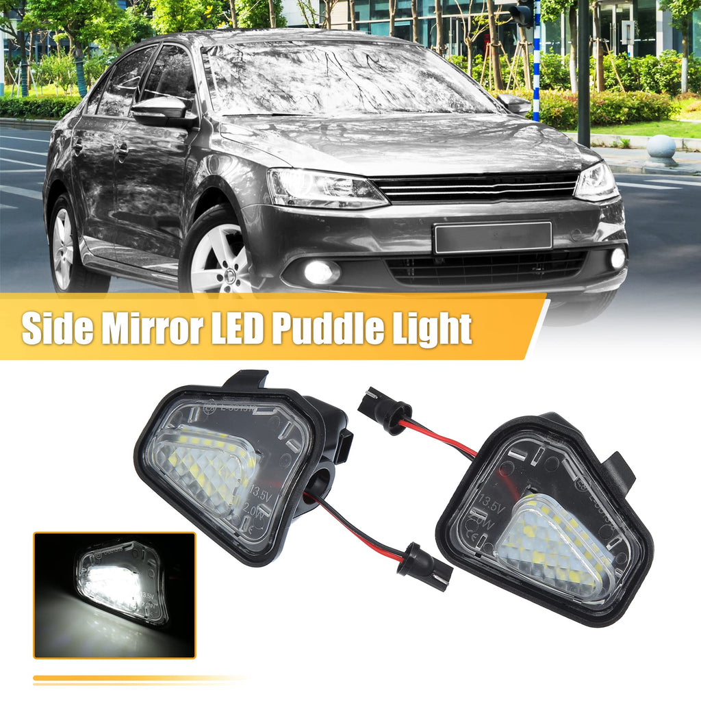 X AUTOHAUX 1 Pair Side Mirror Puddle Light LED for VW CC 11-19 White