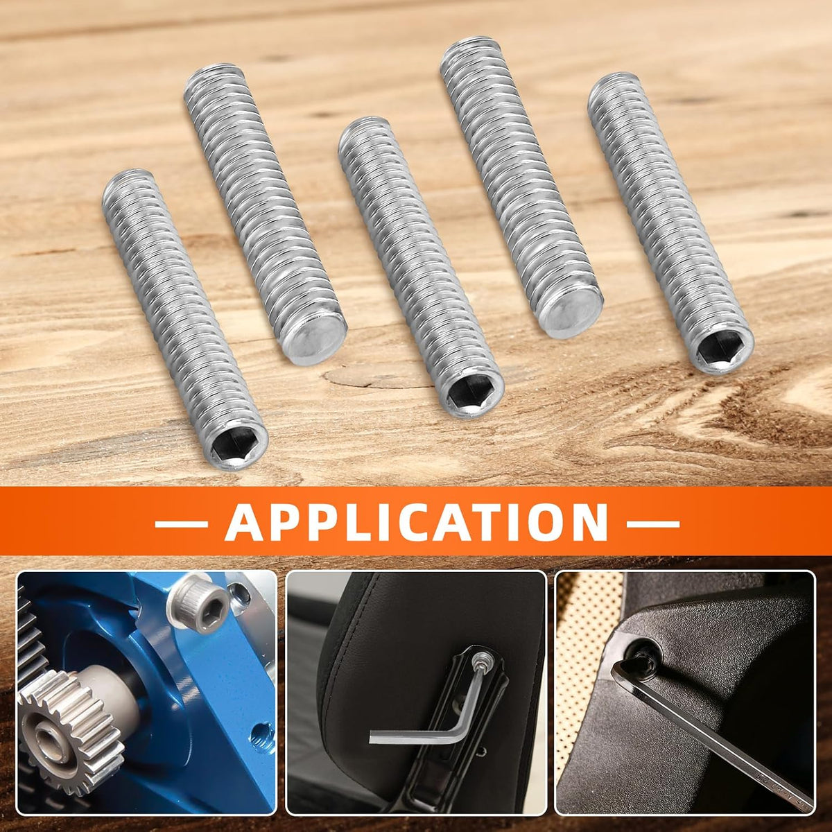 M3 x 10mm Internal Hex Socket Set Grub Screws 304 Stainless Steel Flat Point Set Screw, 100 PCS