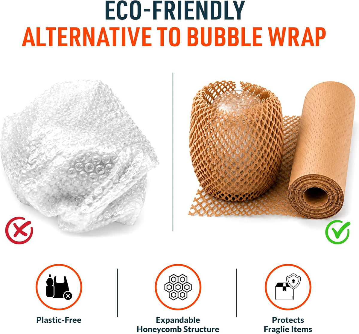 Honeycomb Packing Paper Roll 12" x 300', 1-Pack Recyclable Cushioning Wrap
