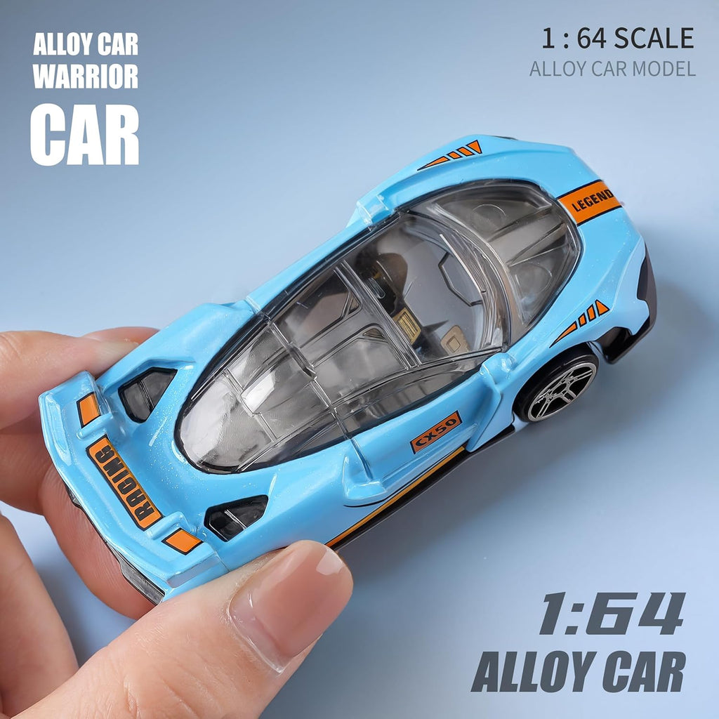 1:64 Scale Die-Cast Metal Toy Cars 12-Pack Vehicles Set, Includes Pickup, Racing Cars, Sports Cars for Display or