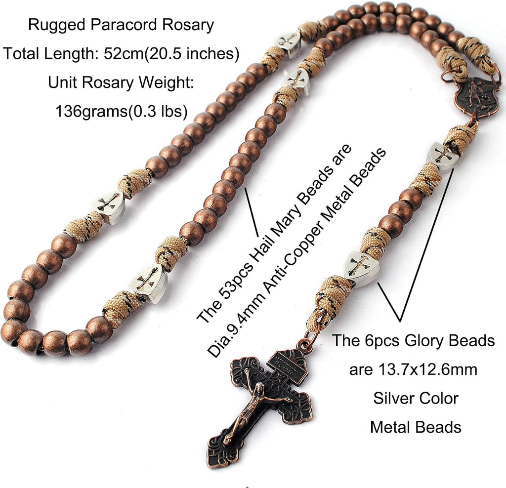 Catholic Rosary Paracord Large Metal Beads St.Michael Medal Men