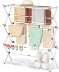 3-Tier Foldable Clothes Drying Rack, 37.6" H, White | Rust-resistant Metal, Tool-free Assembly, Extendable Drying
