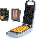 Swap & Flip Waffle Maker with Removable Plates: 3-in-1 Panini Press, Mini Donut Maker, and Waffle Iron