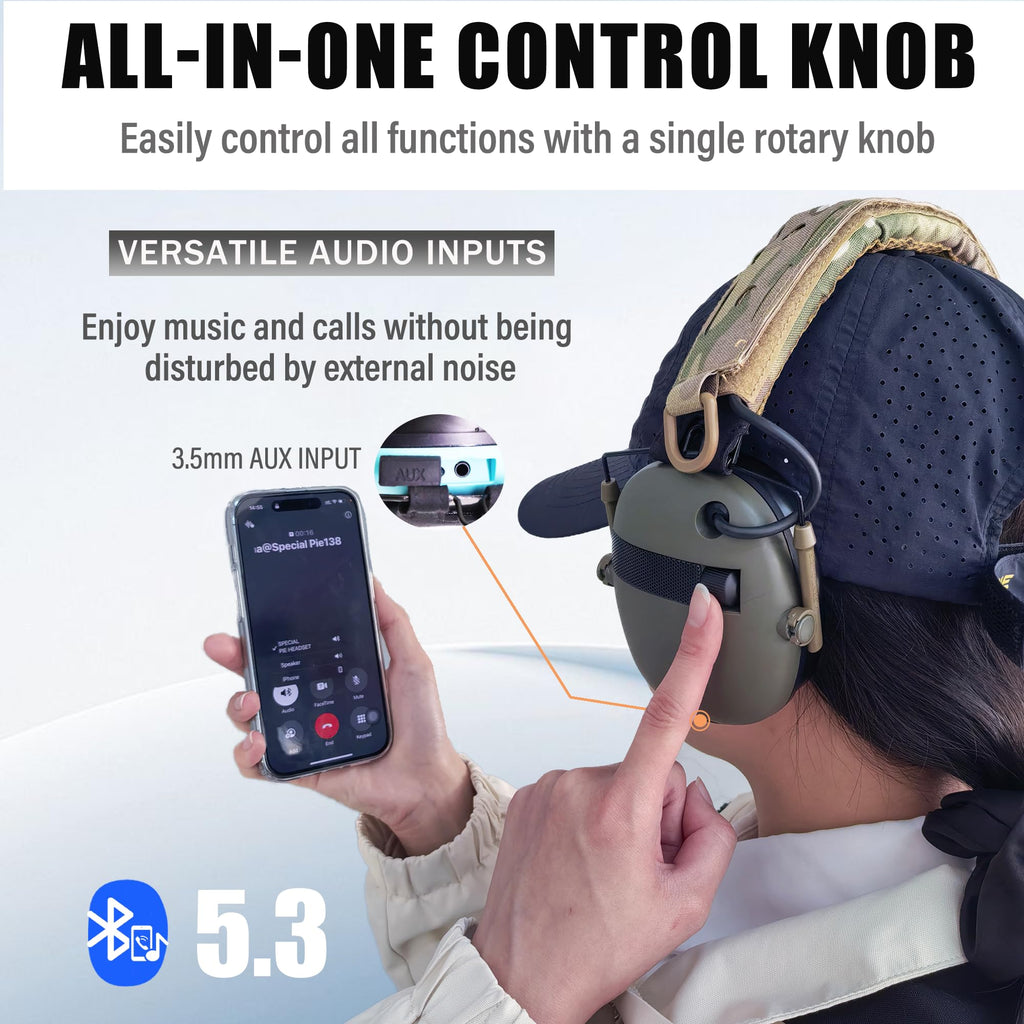 Bluetooth Electronic Shooting Ear Protection, NRR 27dB Rechargeable Hearing Protection for Gun Range, Noise Reduction