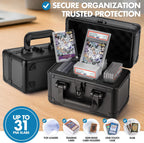 Graded Card Storage Case for PSA Slabs – 1 Row Aluminum Trading Card Case with Foam Insert, Holds 31 Graded Cards
