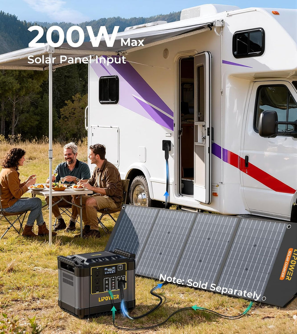1075Wh Solar Generator, 200W Solar Panel, 1200W Portable Power Station | 1075Wh LiFePO4 Solar Generator,1200W Pure