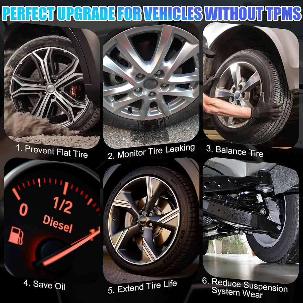 Wireless TPMS System with 6 External Sensors App for iOS Android | RV Tire Pressure Monitoring System, Bluetooth App