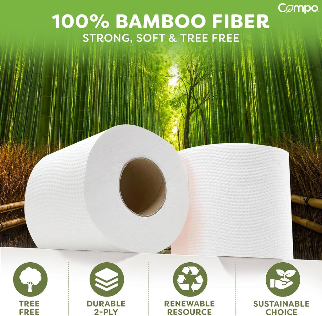 100% Bamboo, Rapid Disolving RV & Boat Toilet Paper, 8 Compact Roll
