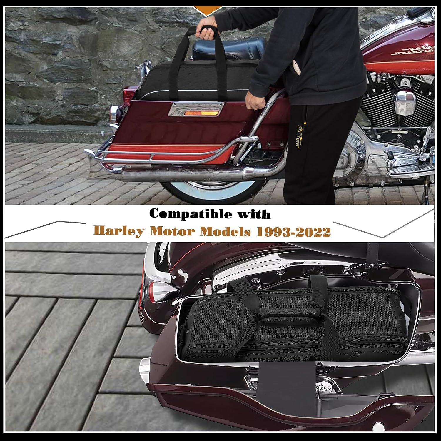 Motorcycle Saddlebag Liners Bag, Travel Saddlebag Organizer | Compatible with Harley Davidson 1993-2022 Touring Road