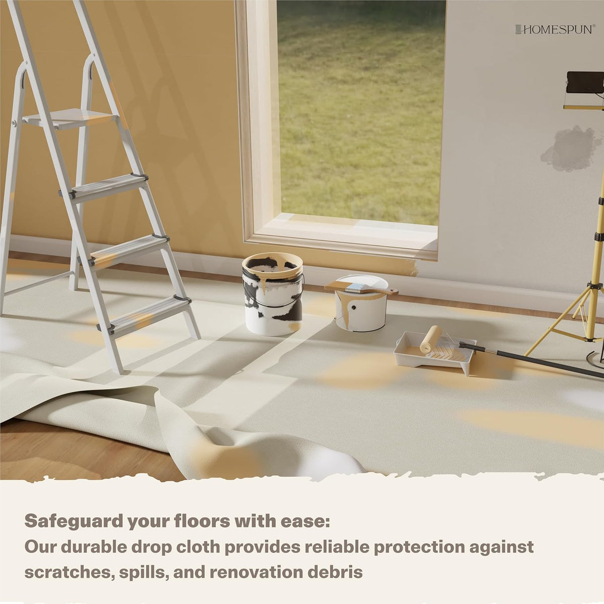 Reusable Heavy-Duty Absorbent Canvas Drop Cloth 12 x 9 ft