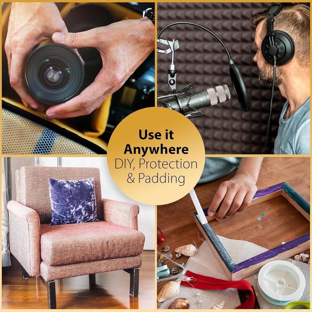 1" Thick x 24" Wide x 96" Long Charcoal High Density Foam, Ideal for Foam Padding, Seat Replacement, Chair Cushion