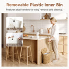 Wicker Bathroom Trash Cans with Removable Liner, Oval
