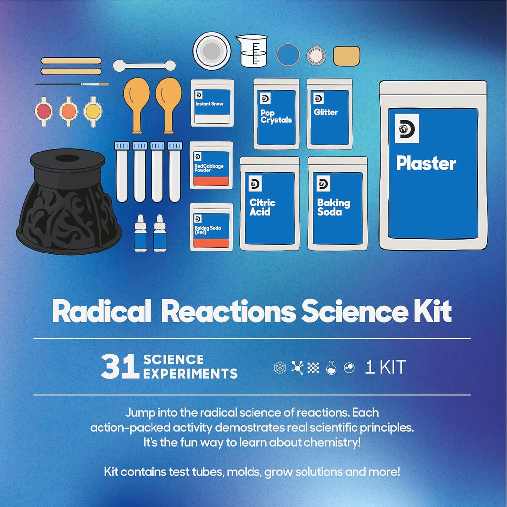 Radical Reactions Science Kit - 31 Experiments STEM Lab for Kids| DIY Activity Set with Chemistry Tools, Volcano
