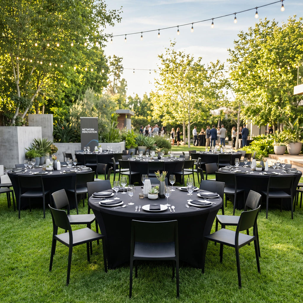 Fitted Round Table Covers 5ft-Spandex Elastic Stretch Black Table Cloths