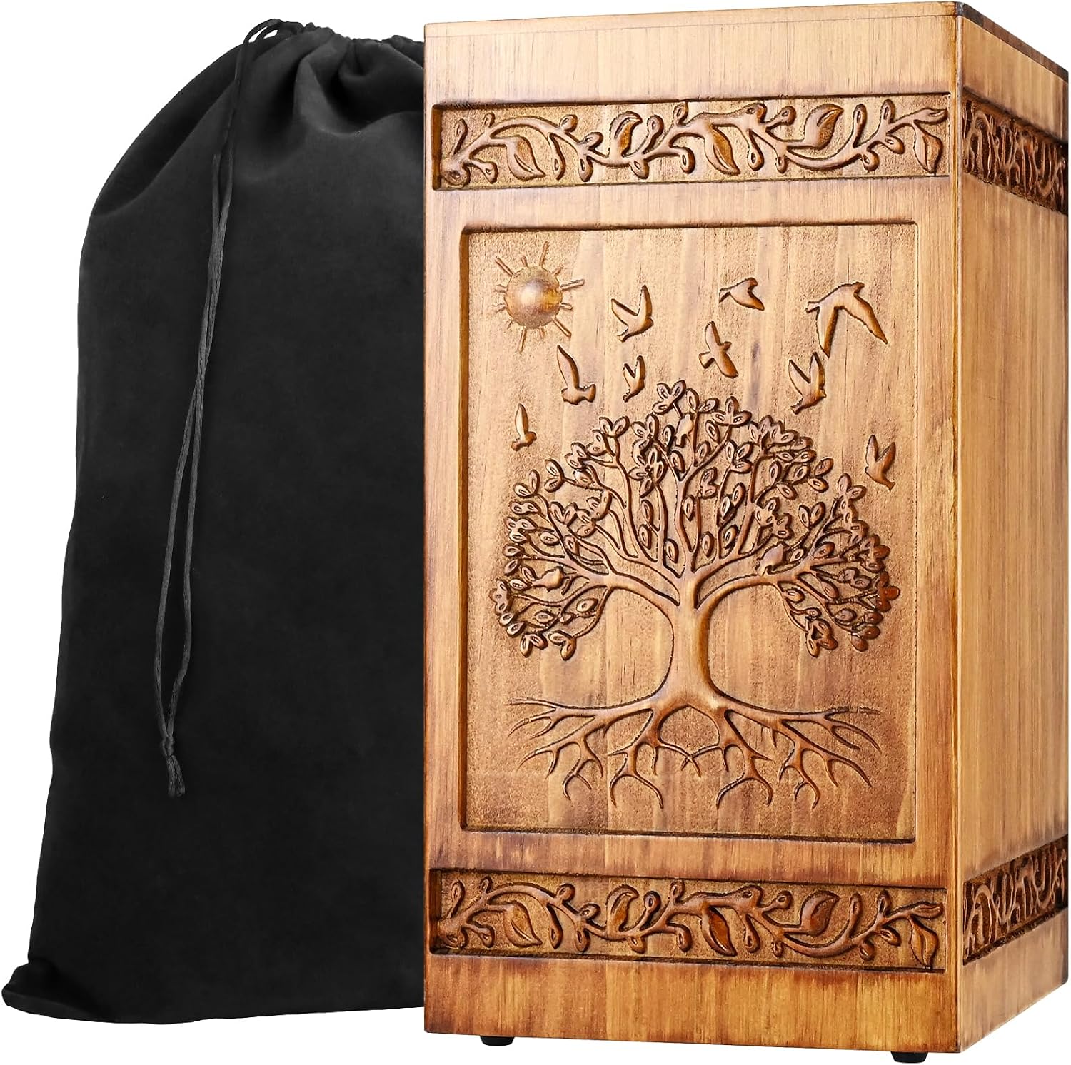 Wooden Urn for Ashes Adult Male Female, Handcrafted Large Cremation Urns Box for Human Ashes Adult Men Women