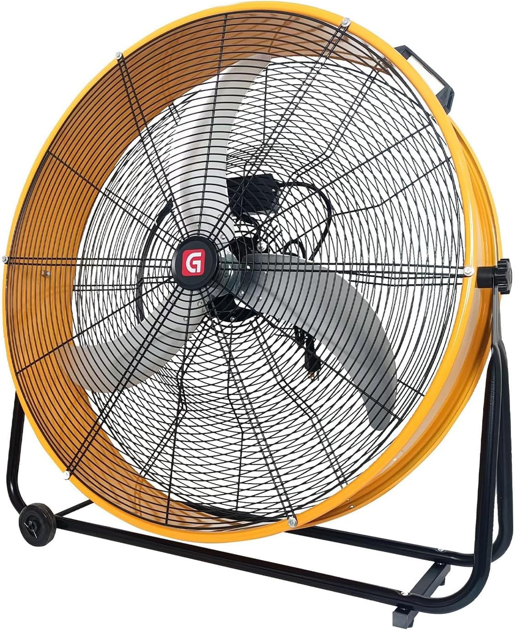 36 Inch Industrial Drum Fan Heavy Duty Metal Drum Floor Fan, 220W, 14000 CFM High Velocity, 3-Speed Control, 360° Adjustable Tilt for Warehouse, Garage, Workshop, Factory, Gym