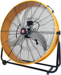 36 Inch Industrial Drum Fan Heavy Duty Metal Drum Floor Fan, 220W, 14000 CFM High Velocity, 3-Speed Control, 360° Adjustable Tilt for Warehouse, Garage, Workshop, Factory, Gym