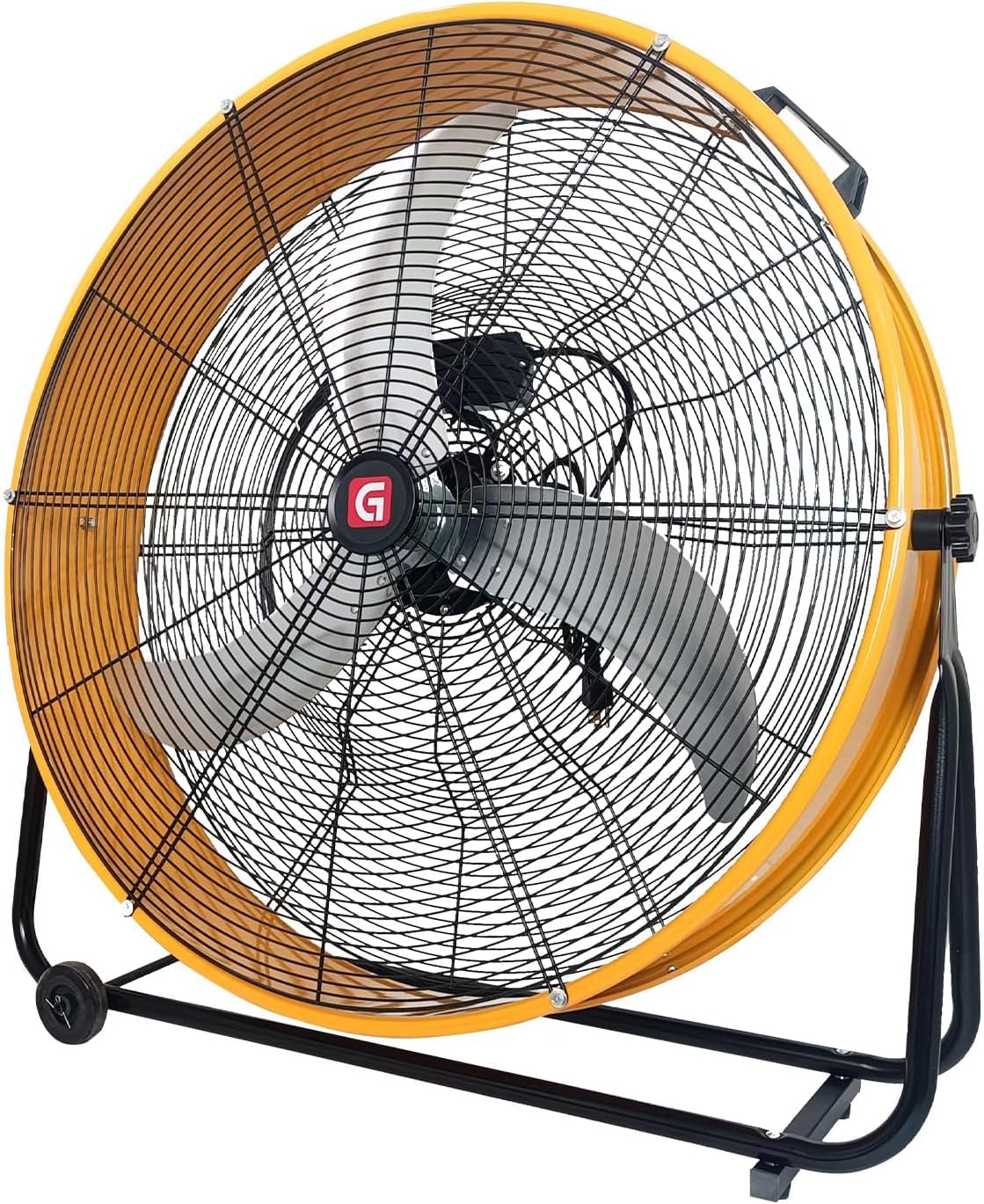 36 Inch Industrial Drum Fan Heavy Duty Metal Drum Floor Fan, 220W, 14000 CFM High Velocity, 3-Speed Control, 360° Adjustable Tilt for Warehouse, Garage, Workshop, Factory, Gym