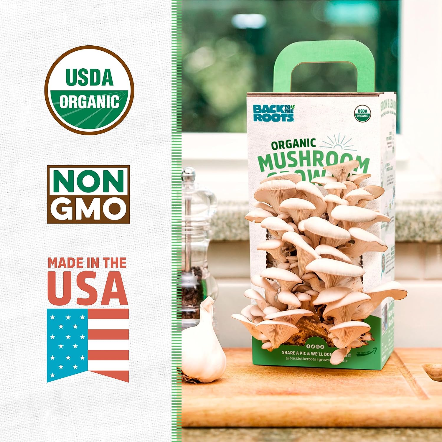 Organic Oyster Mushroom Grow Kit, Harvest Gourmet Mushrooms In 10 Days
