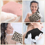 12 Pack Korean Exfoliating Mitts, Body Scrub, 8 x 5.5 in, Leopard