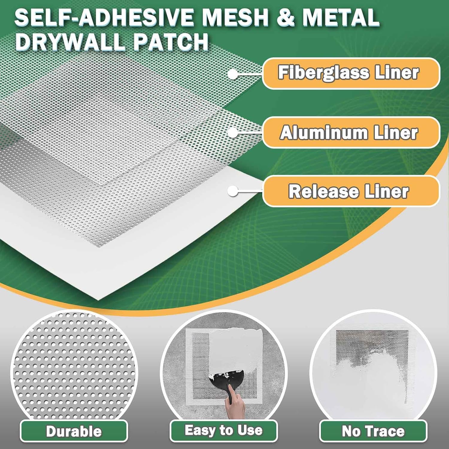 12 X 12 Inch Drywall Repair Kit - Heavy Duty Self-Adhesive Mesh Drywall Patch Kit for Large Holes, Quick & Easy Wall