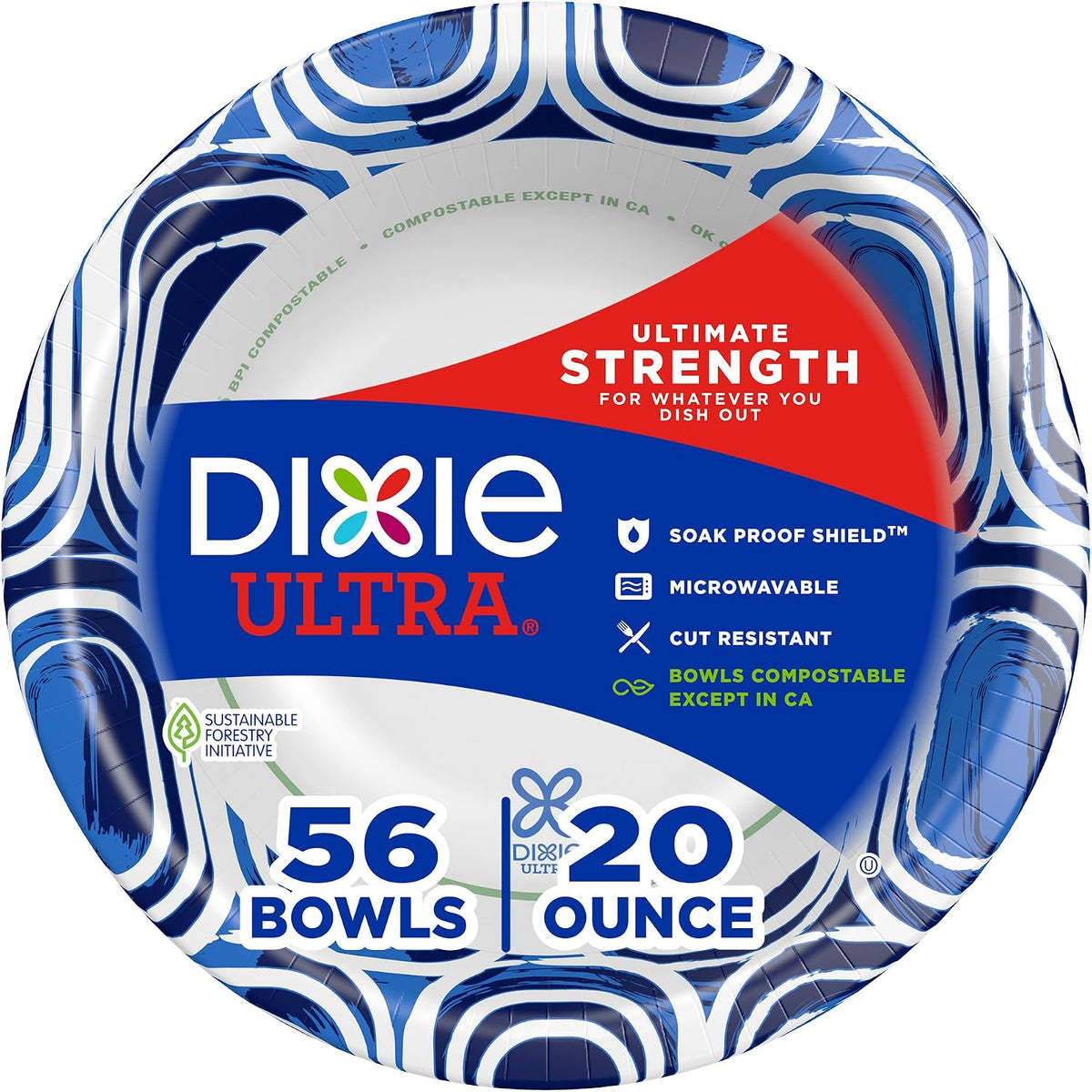 Large Paper Bowls 20 Oz, Disposable Bowls, 56 Count