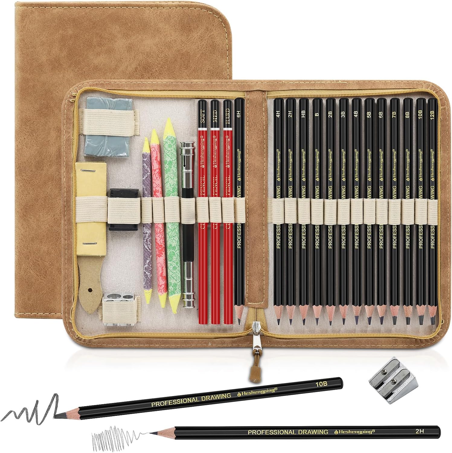 Sketching and Drawing Pencils Set 26pcs, Art Supplies Drawing pencil Kit,Graphite Charcoal Professional Pencils Set