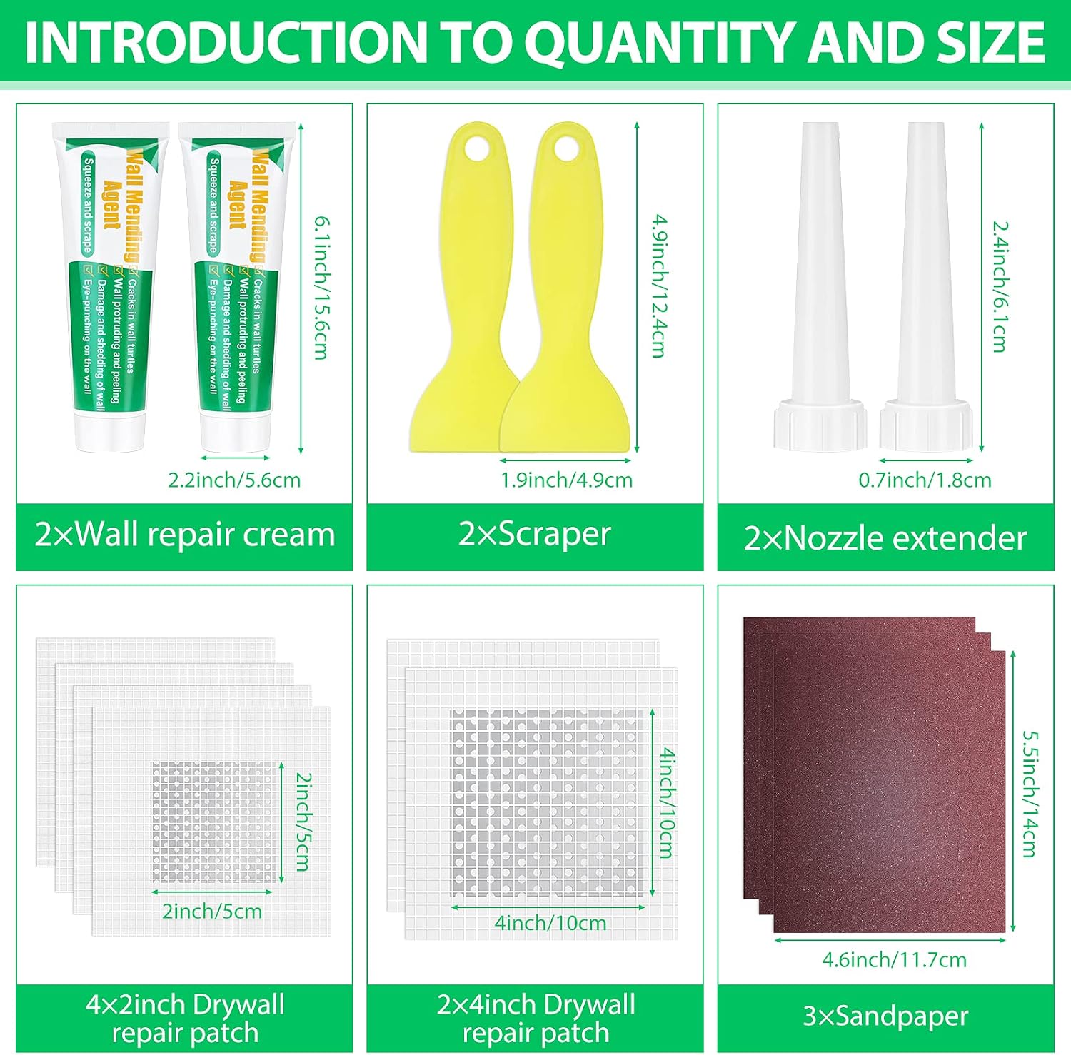 Drywall Repair Kit - Large Hole Patch, Wall Mending Agent with Scraper - Easy to Fill Holes for Home Wall, Plaster