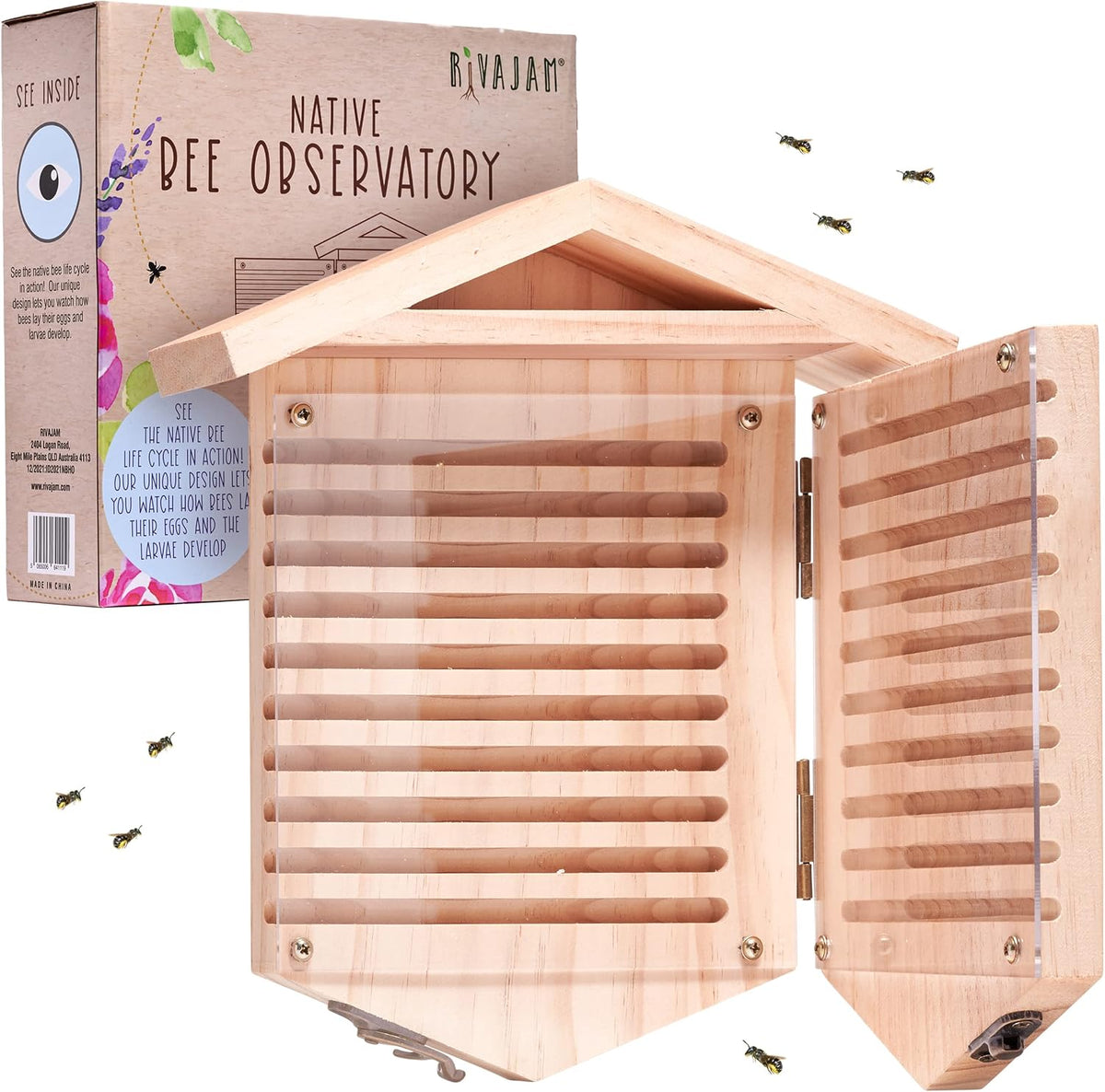 Native Bee Observatory | Mason Bee Houses for Pollinating Bees | Pollinator Bee Houses for the Garden Lover | Leaf
