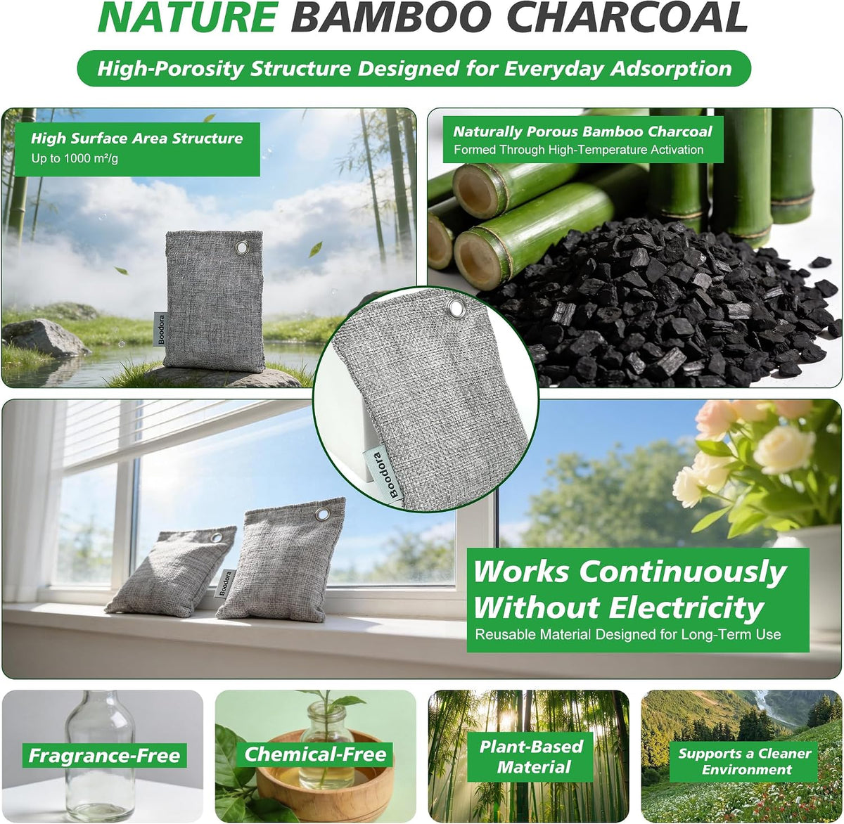 Activated Charcoal Bags, 15 Pack, 70g Bamboo Charcoal