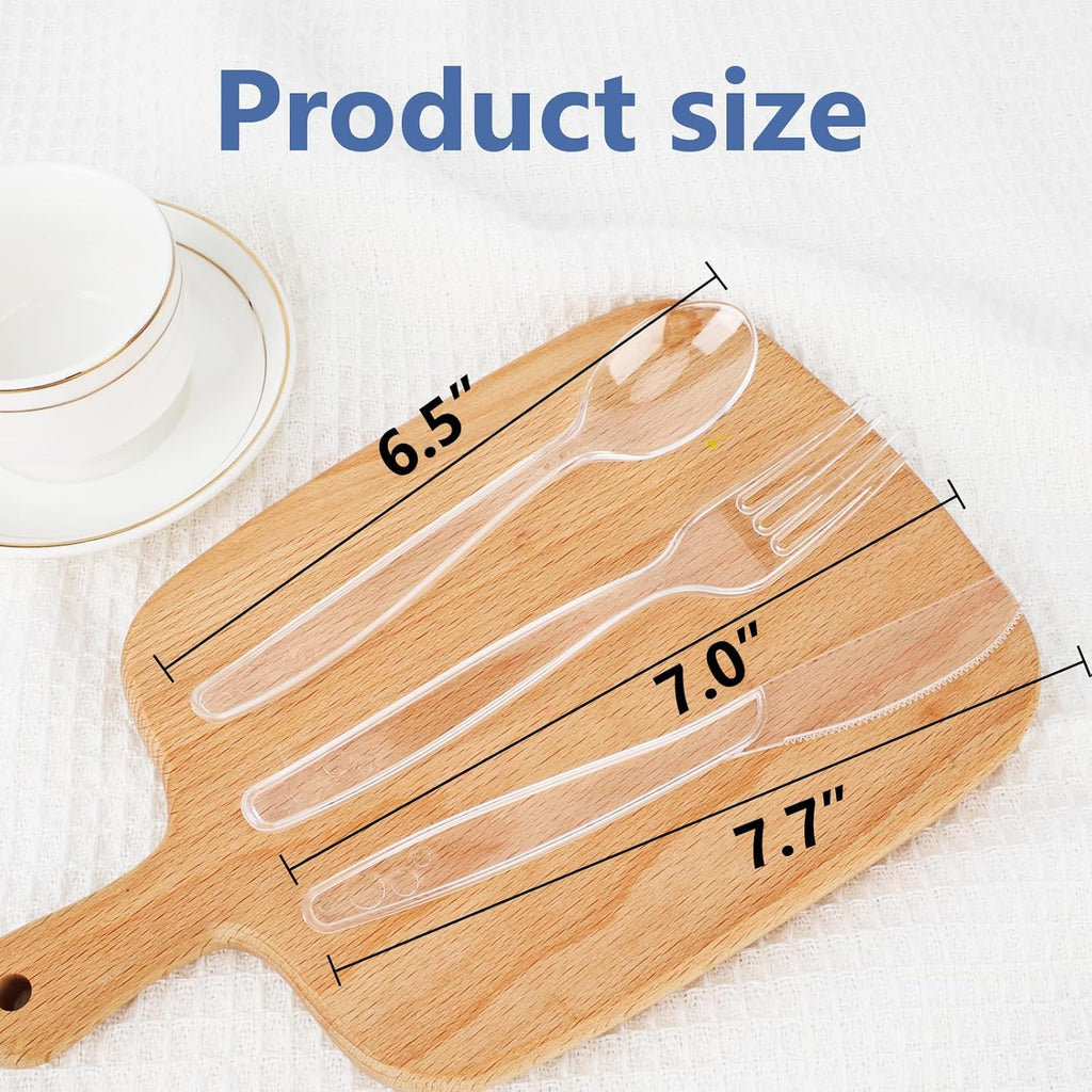 1000 Count Clear Plastic Silverware Heavy Duty -Forks, Spoons,Knives