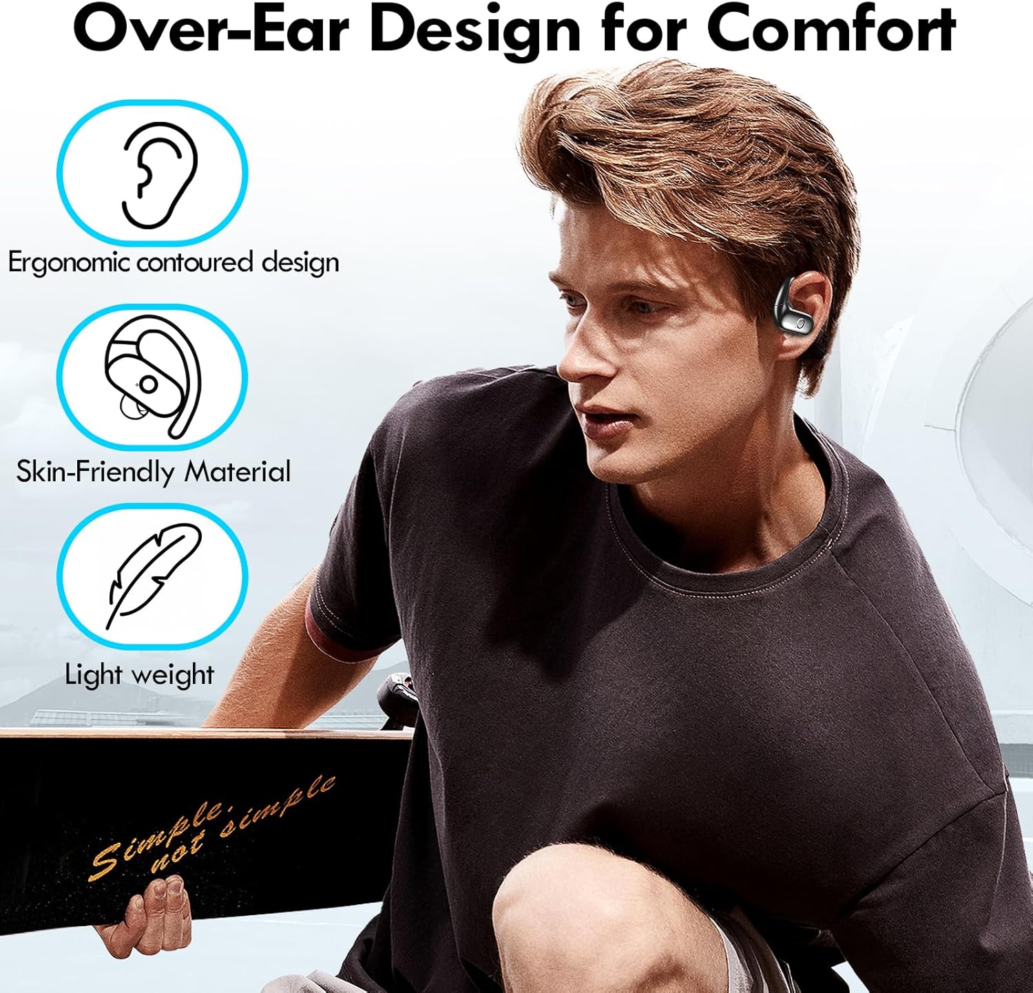 Wireless Earbuds Bluetooth Headphones Sport,Over Ear Buds with Deep Bass Sound,60Hrs Playtime Earphones Redesigned