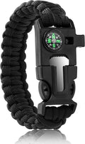 Bracelets,Survival Bracelets for Men Paracord Tactical 5-in-1 Camping Gear Kits,with 12-ft Detachable Parachute