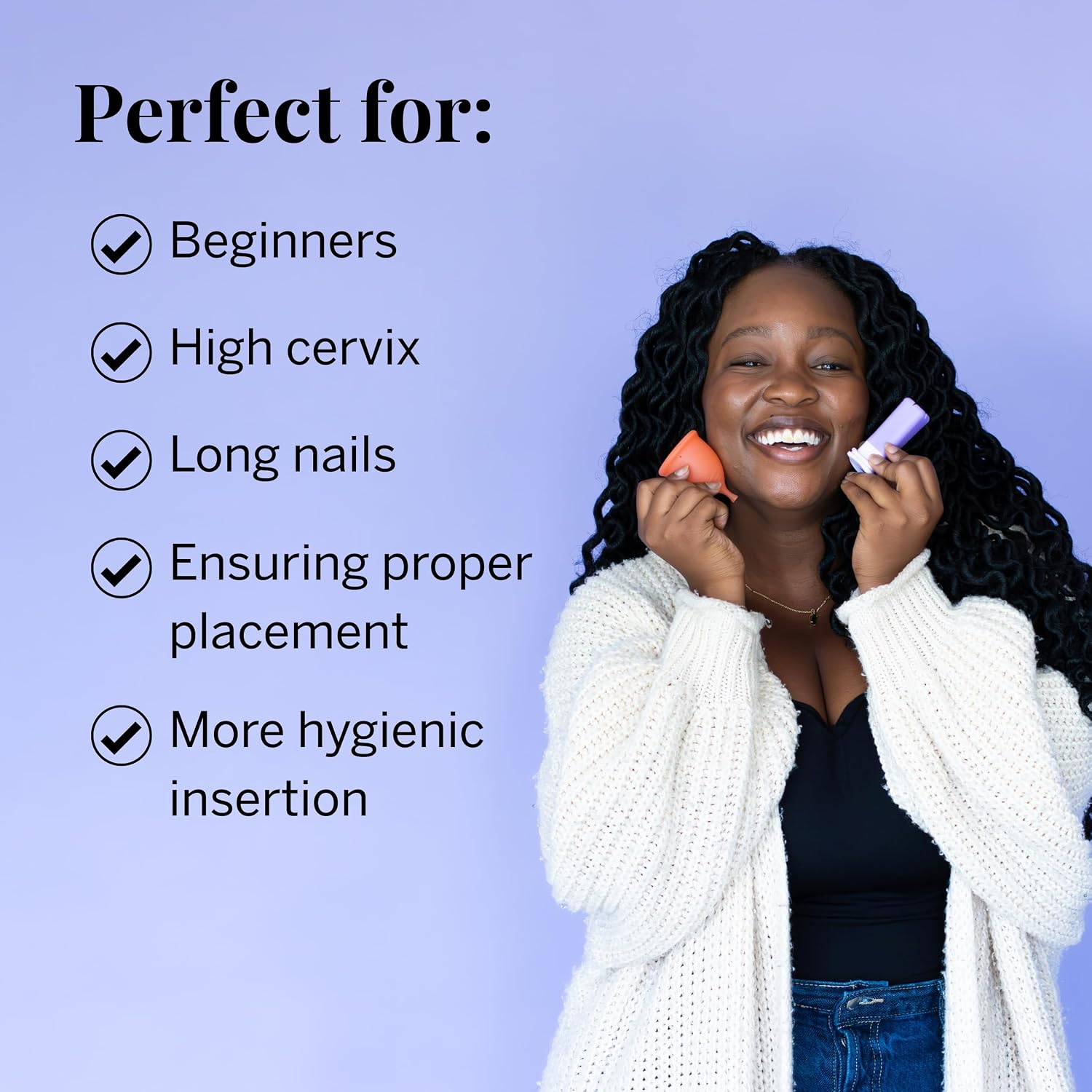 2 Menstrual Cups and Applicator Bundle - No Metals or Toxins - 100% Medical-Grade Silicone - Softest Reusable Period