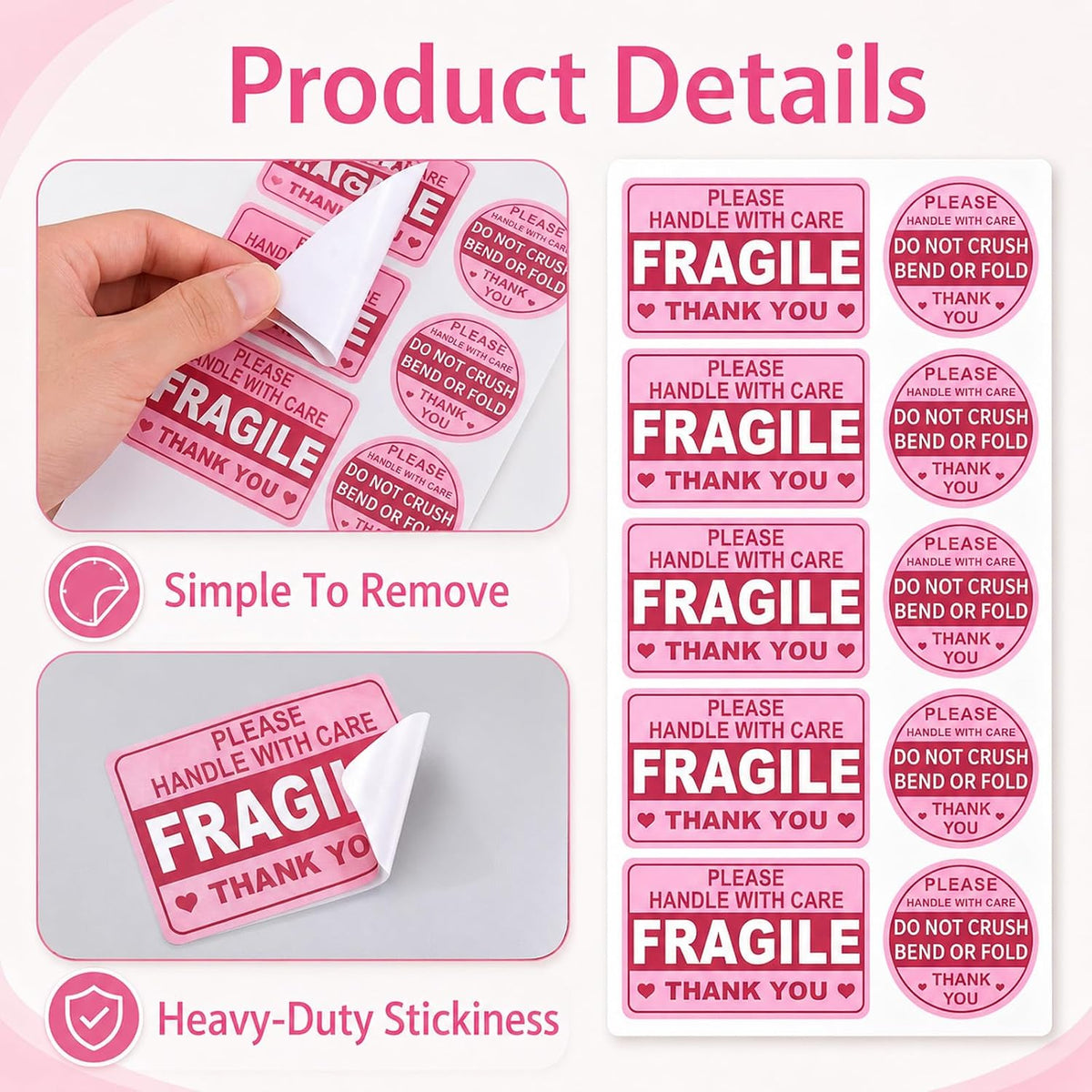 300PCS Fragile Stickers for Shipping, Handle with Care Labels for Box
