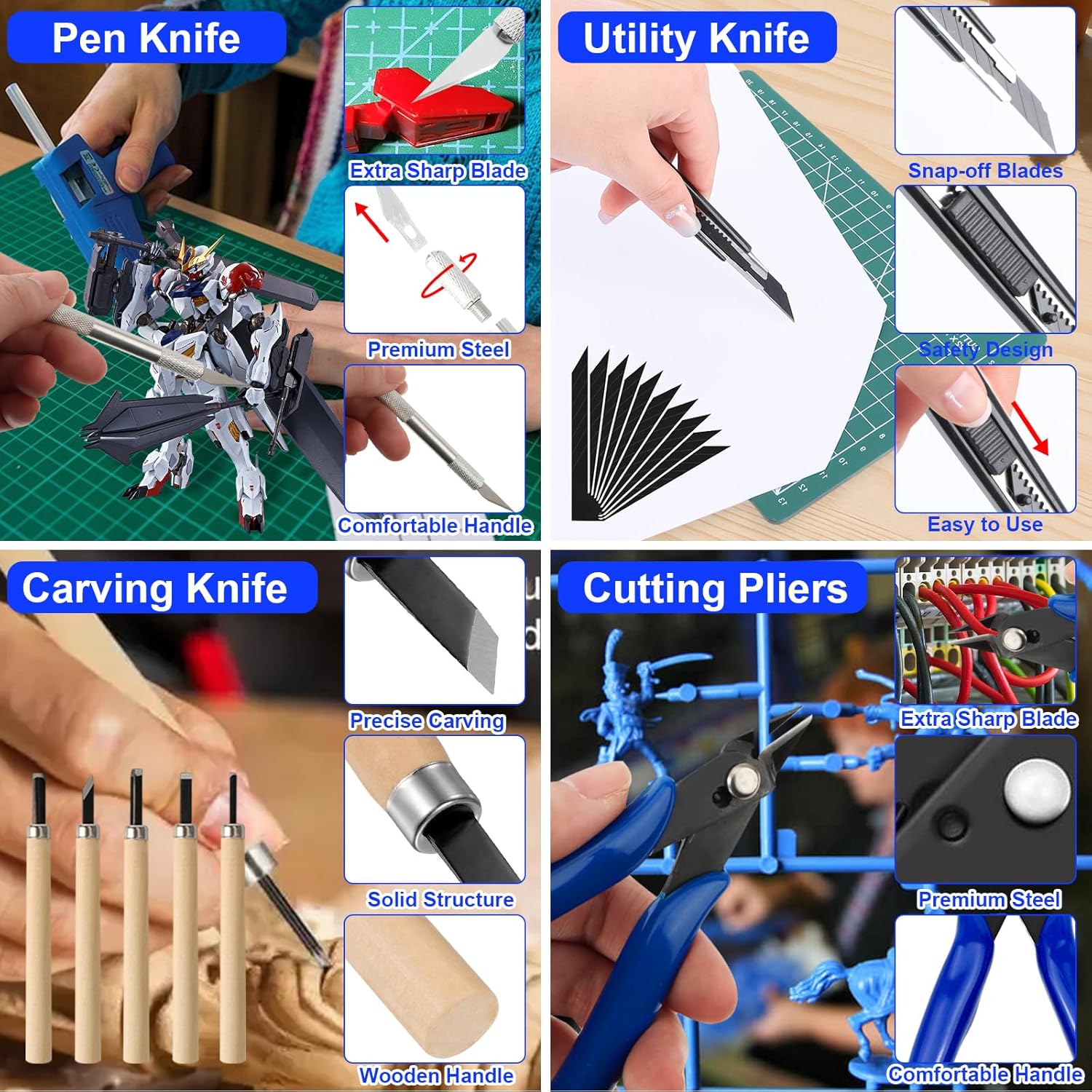 Gundam Tool Kit, 170 Pcs Professional Model Tool Kit for Gundam, Model Kit Tools with Decals Sticker Operated Box