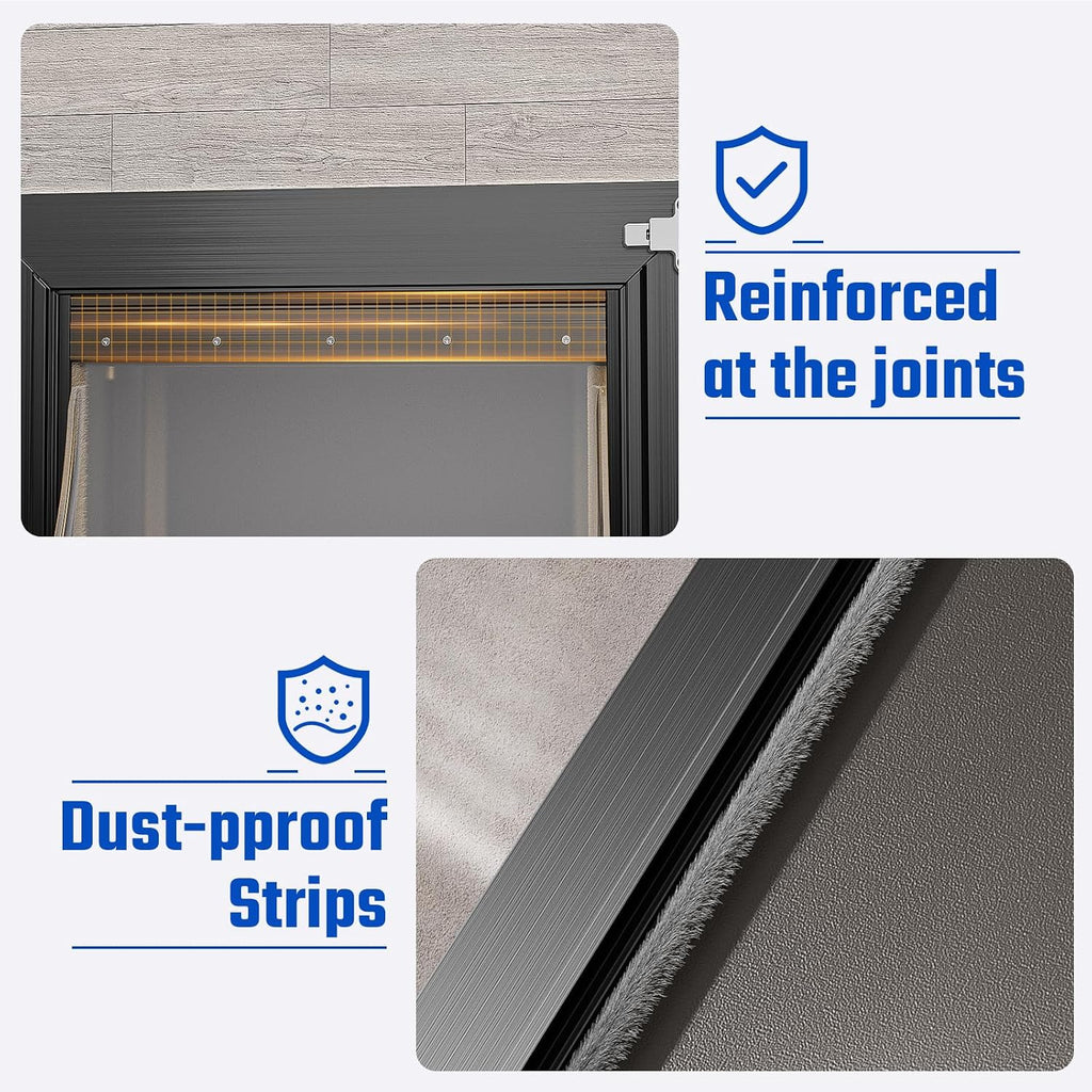 Cat Door for Wall, All Aluminum Doggy Doggie Pet Door Small Dog Door, With Closing Panel, 2 Magnetic Flaps Energy