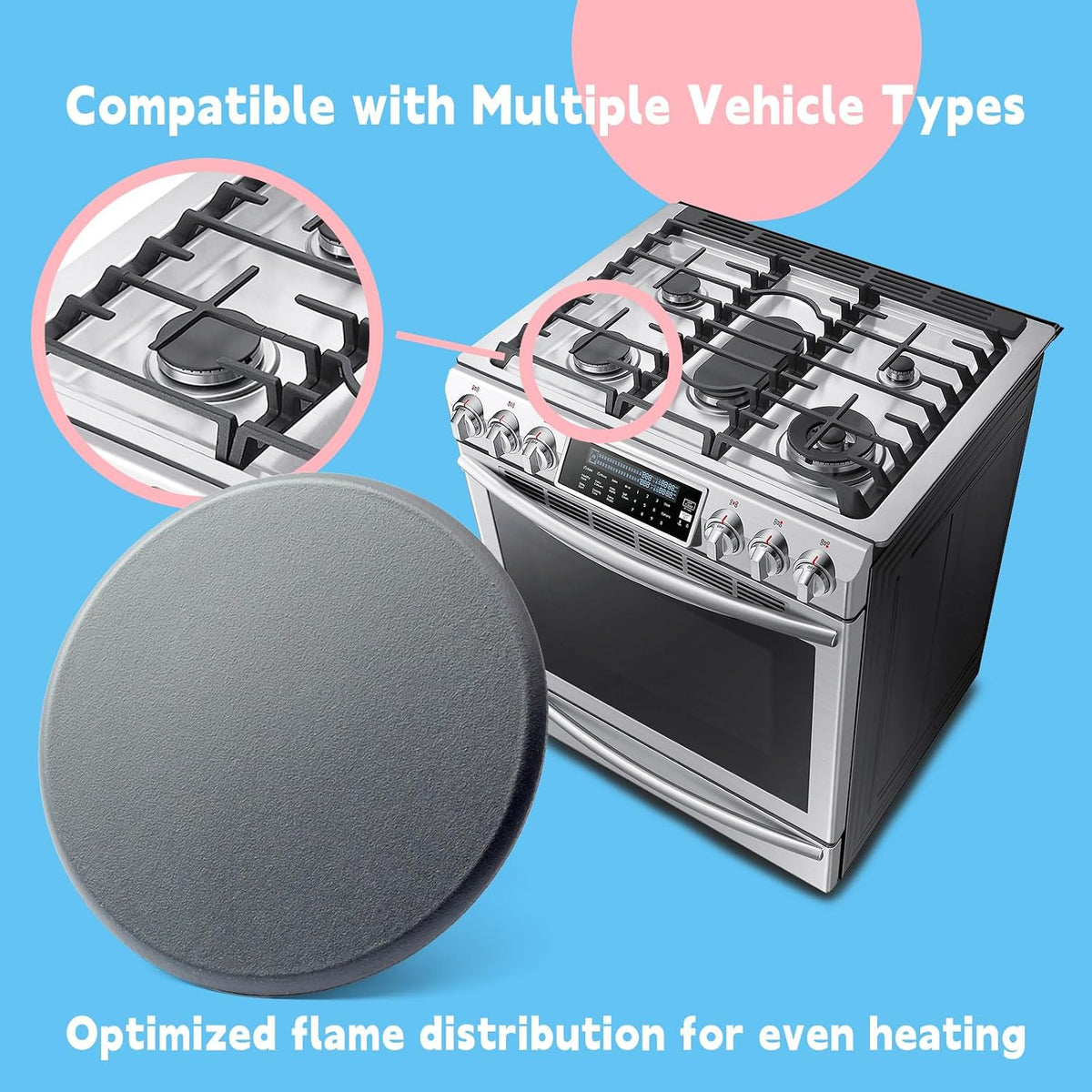 DG62-00067A Gas Range Cooktop Large Surface Burner Cap Replacement for Samsung Stove Oven Hat Parts NX58H5600SS/AA NX60T8311SS/AA NX60A6511SS/AA, 3.74 Inch Replace 2754487 AP5582107 PS4240971
