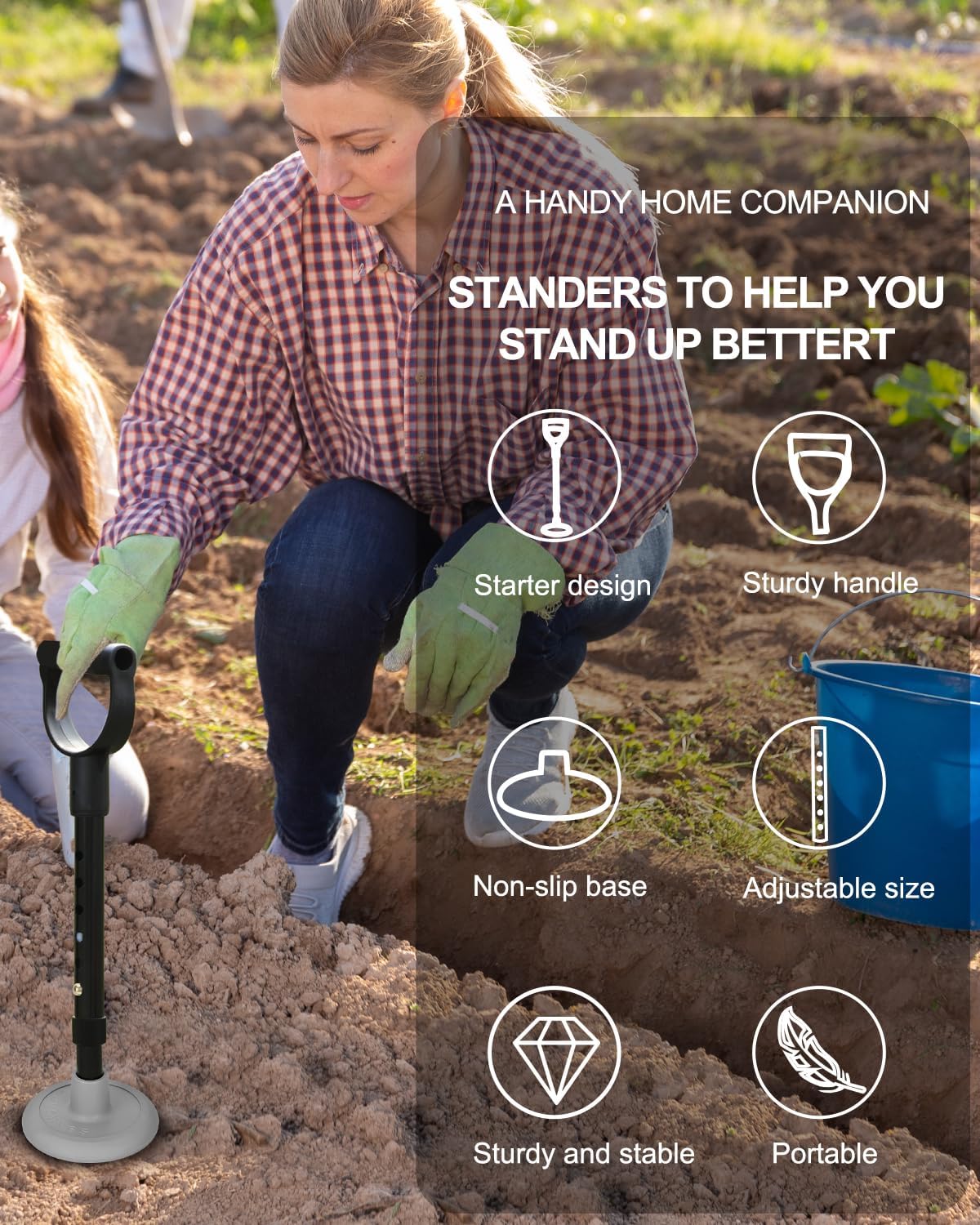 Mobility Aids Tool, Standing Aids Supports, 6 Size Adjustable Device to Help Get Up from Floor, Lift Assist for
