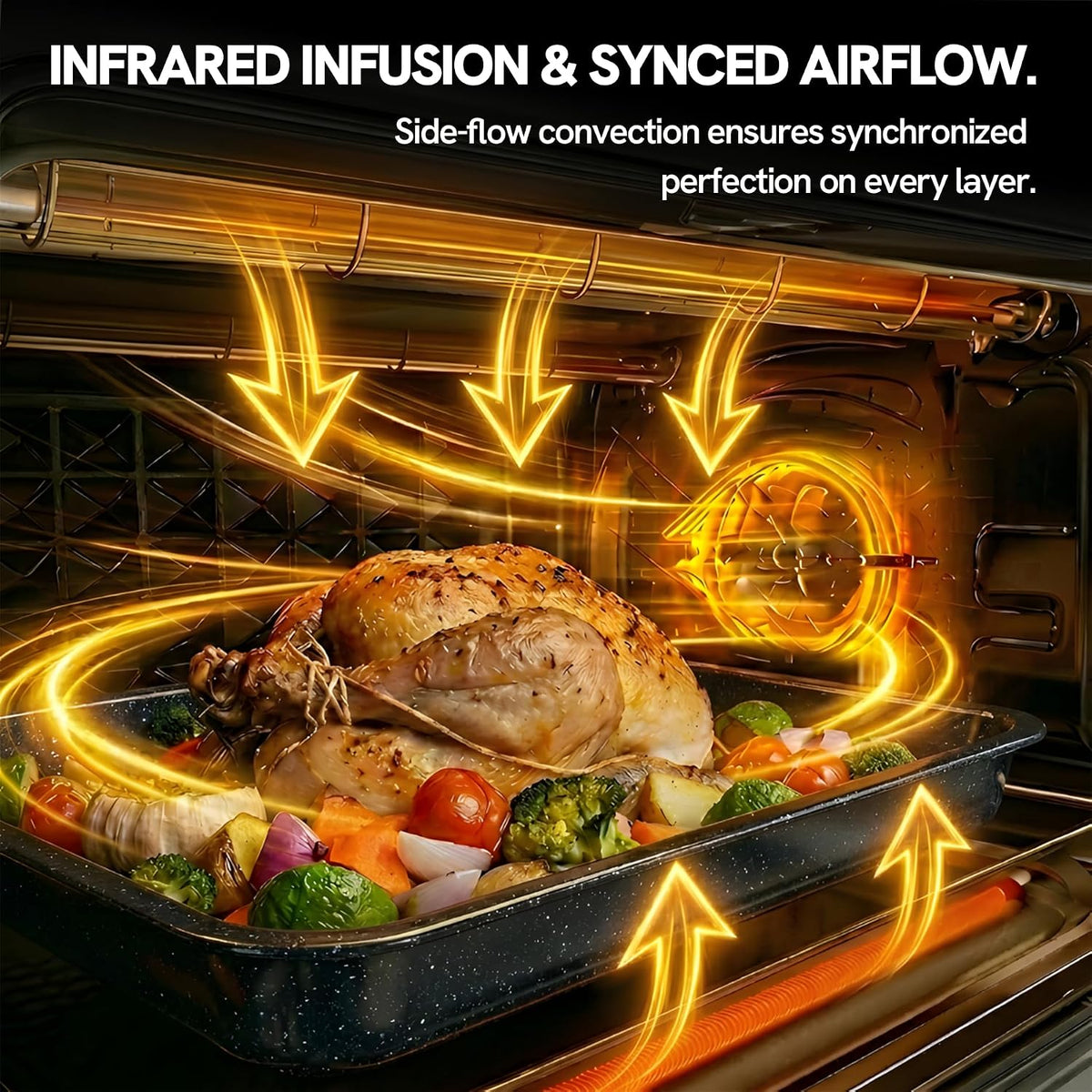 26.3 QT Non-Toxic Enamel Interior Air Fryer Toaster Oven Combo, 10-in-1 Convection Countertop Oven with Infrared
