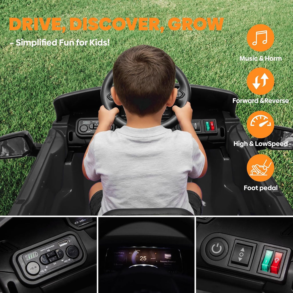 24V Licensed Chevrolet Silverado Electric Car for Kids, Ride on Toys for Toddlers with Remote Control, Soft Start